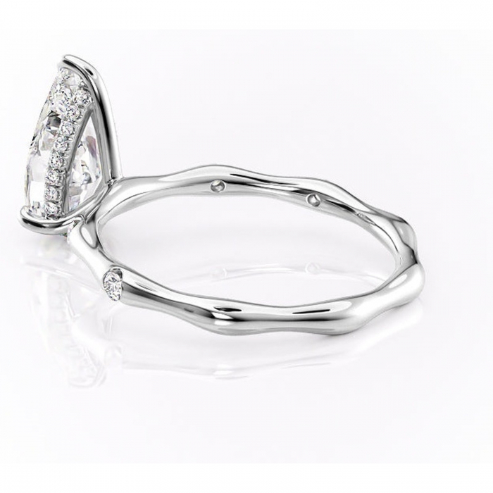 Inel de logodnă Bijou din aur Alb 14kt cu moissanite tăietură pară – Pietre laterale rafinată pentru profil înalt | Personalizează și configurează gratuit online [5]