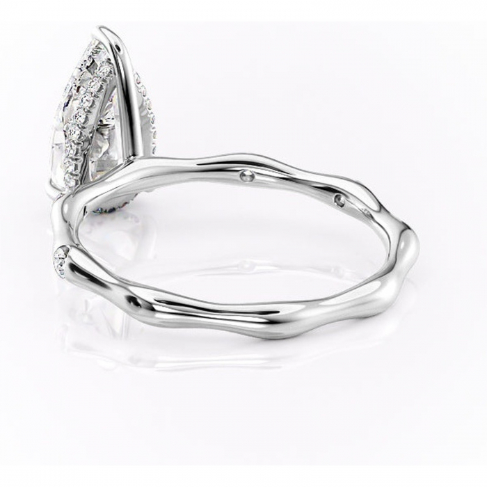 Inel de logodnă Bijou din aur Alb 14kt cu moissanite tăietură pară – Pietre laterale rafinată pentru profil înalt | Personalizează și configurează gratuit online [4]