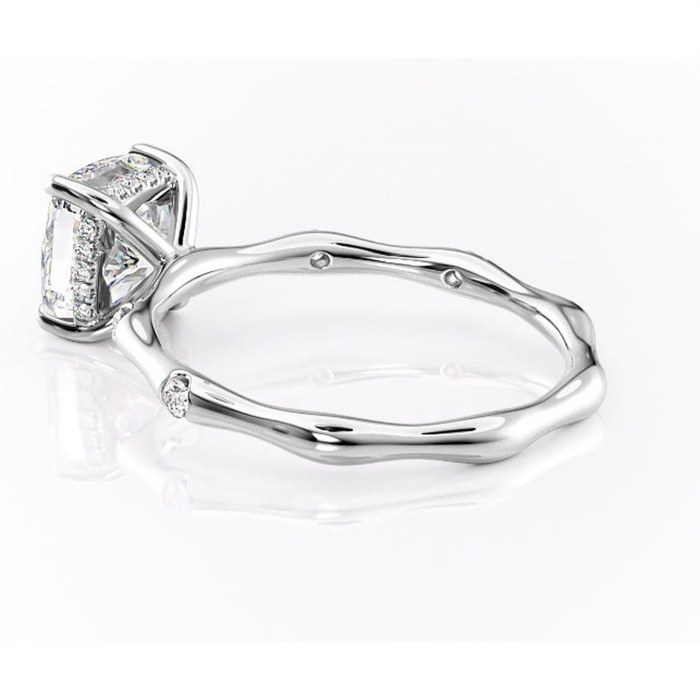 Inel de logodnă Bijou din aur Alb 14kt cu moissanite tăietură pernă – Pietre laterale rafinată pentru profil înalt | Personalizează și configurează gratuit online [5]