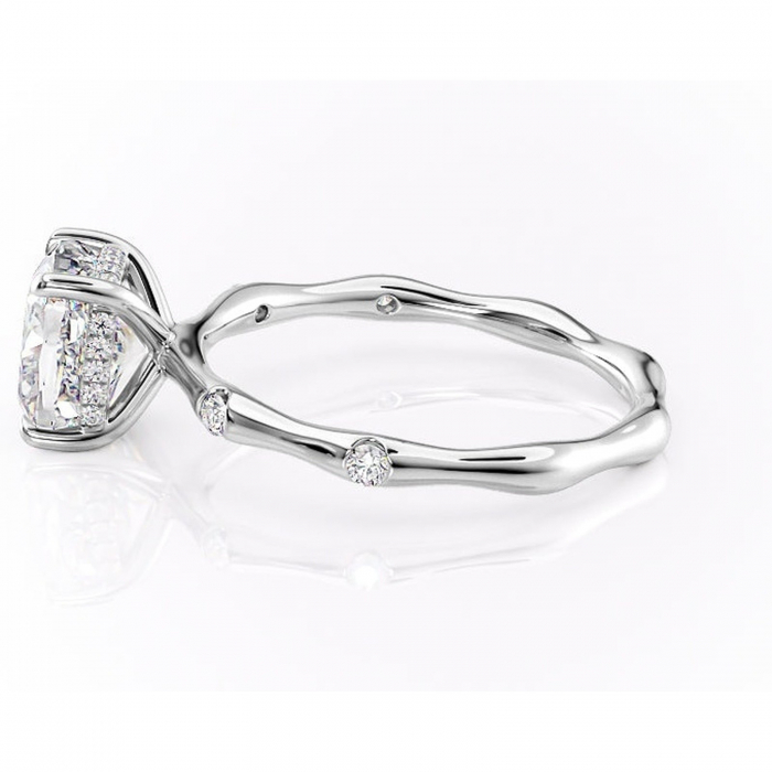 Inel de logodnă Bijou din aur Alb 14kt cu moissanite tăietură pernă – Pietre laterale rafinată pentru profil înalt | Personalizează și configurează gratuit online [6]