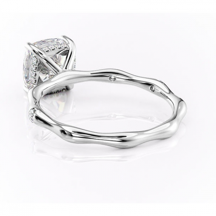 Inel de logodnă Bijou din aur Alb 14kt cu moissanite tăietură pernă – Pietre laterale rafinată pentru profil înalt | Personalizează și configurează gratuit online [4]