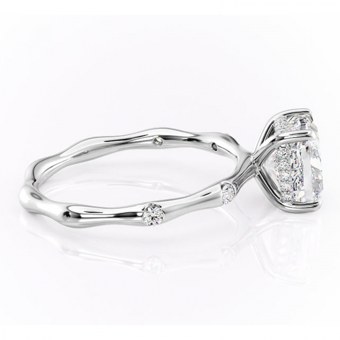 Inel de logodnă Bijou din aur Alb 14kt cu moissanite tăietură pernă – Pietre laterale rafinată pentru profil înalt | Personalizează și configurează gratuit online [2]