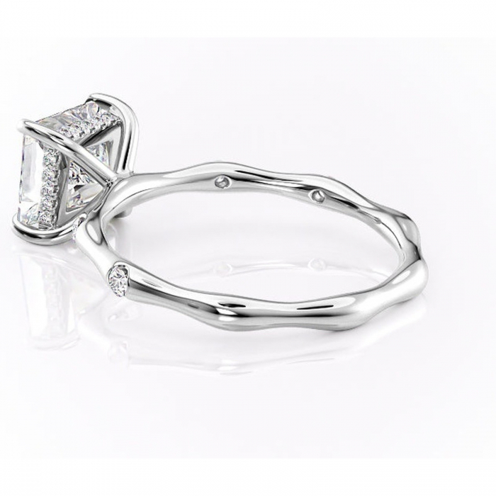 Inel de logodnă Bijou din aur Alb 14kt cu moissanite tăietură princess – Pietre laterale rafinată pentru profil înalt | Personalizează și configurează gratuit online [5]