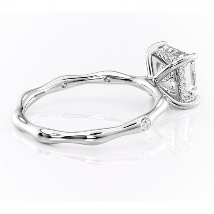Inel de logodnă Bijou din aur Alb 14kt cu moissanite tăietură princess – Pietre laterale rafinată pentru profil înalt | Personalizează și configurează gratuit online [3]