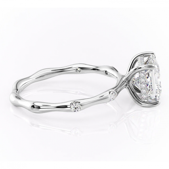 Inel de logodnă Bijou din aur Alb 14kt cu moissanite tăietură princess – Pietre laterale rafinată pentru profil înalt | Personalizează și configurează gratuit online [2]