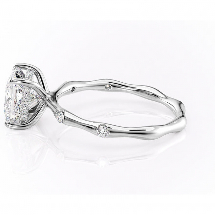 Inel de logodnă Bijou din aur Alb 14kt cu moissanite tăietură princess – Pietre laterale rafinată pentru profil înalt | Personalizează și configurează gratuit online [6]