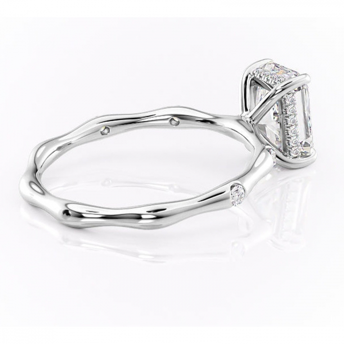 Inel de logodnă Bijou din aur Alb 18kt cu moissanite tăietură radiantă – Pietre laterale rafinată pentru profil înalt | Personalizează și configurează gratuit online [3]