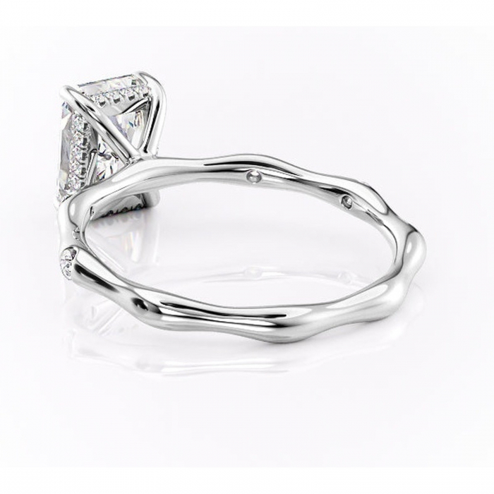 Inel de logodnă Bijou din aur Alb 18kt cu moissanite tăietură radiantă – Pietre laterale rafinată pentru profil înalt | Personalizează și configurează gratuit online [4]