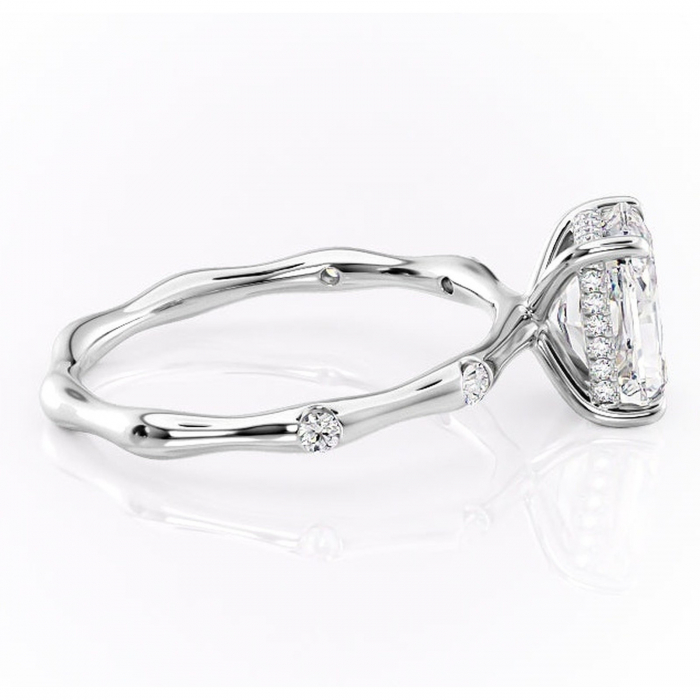 Inel de logodnă Bijou din aur Alb 18kt cu moissanite tăietură radiantă – Pietre laterale rafinată pentru profil înalt | Personalizează și configurează gratuit online [2]