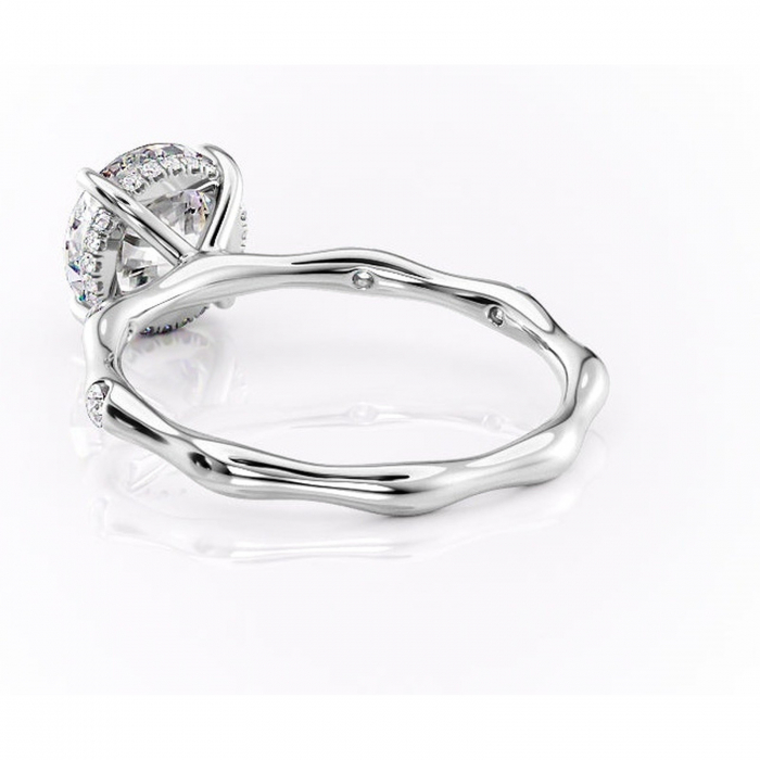 Inel de logodnă Bijou din aur Alb 14kt cu moissanite tăietură rotundă – Pietre laterale rafinată pentru profil înalt | Personalizează și configurează gratuit online [4]