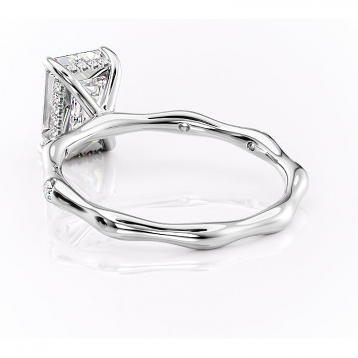 Inel de logodnă Bijou din aur Alb 14kt cu moissanite tăietură smarald – Pietre laterale rafinată pentru profil înalt | Personalizează și configurează gratuit online [4]