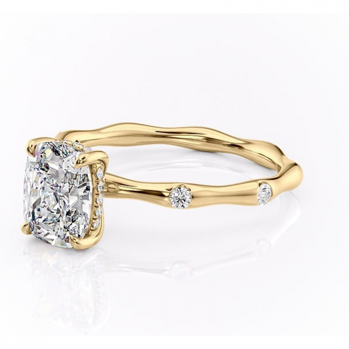 Inel de logodnă Bijou din aur Galben 14kt cu moissanite tăietură asscher – Pietre laterale rafinată pentru profil înalt | Personalizează și configurează gratuit online [7]