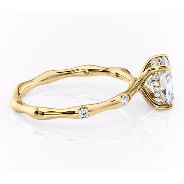 Inel de logodnă Bijou din aur Galben 14kt cu moissanite tăietură asscher – Pietre laterale rafinată pentru profil înalt | Personalizează și configurează gratuit online [2]