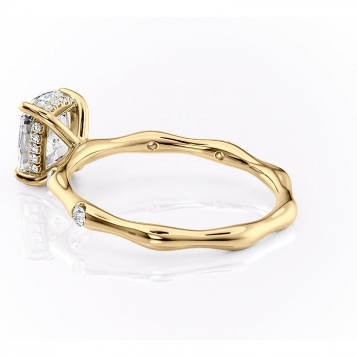 Inel de logodnă Bijou din aur Galben 14kt cu moissanite tăietură asscher – Pietre laterale rafinată pentru profil înalt | Personalizează și configurează gratuit online [5]