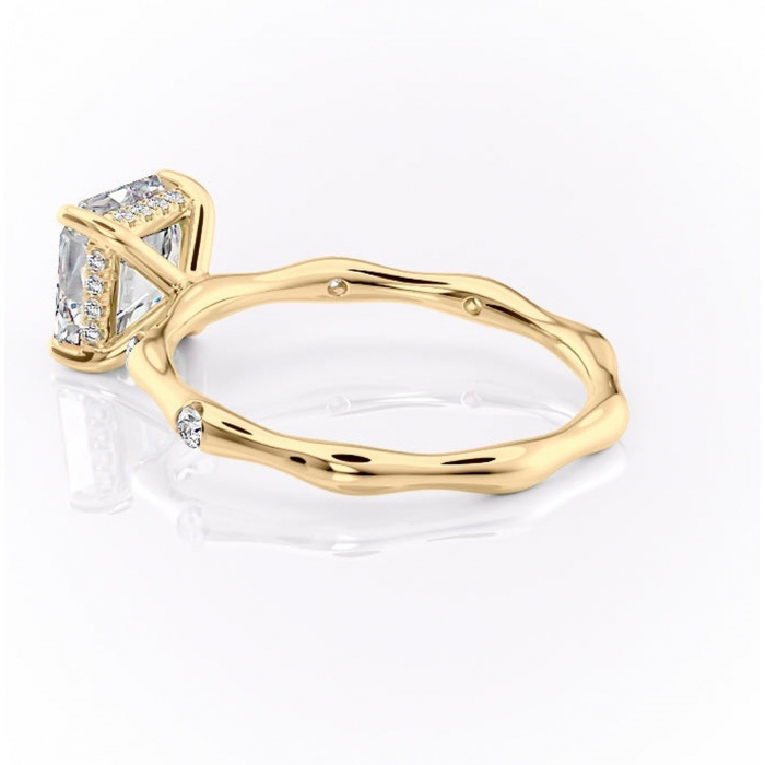Inel de logodnă Bijou din aur Galben 14kt cu moissanite tăietură asscher – Pietre laterale rafinată pentru profil înalt | Personalizează și configurează gratuit online [5]