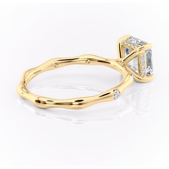 Inel de logodnă Bijou din aur Galben 14kt cu moissanite tăietură asscher – Pietre laterale rafinată pentru profil înalt | Personalizează și configurează gratuit online [3]