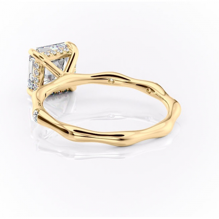 Inel de logodnă Bijou din aur Galben 14kt cu moissanite tăietură asscher – Pietre laterale rafinată pentru profil înalt | Personalizează și configurează gratuit online [4]
