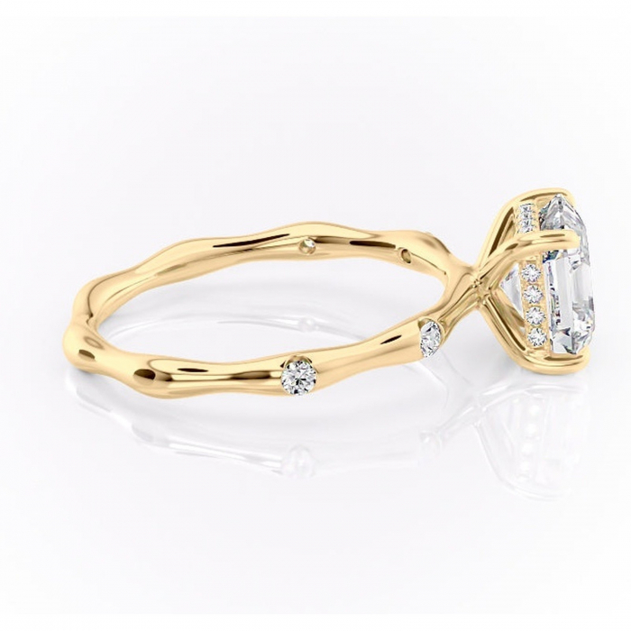 Inel de logodnă Bijou din aur Galben 14kt cu moissanite tăietură asscher – Pietre laterale rafinată pentru profil înalt | Personalizează și configurează gratuit online [2]