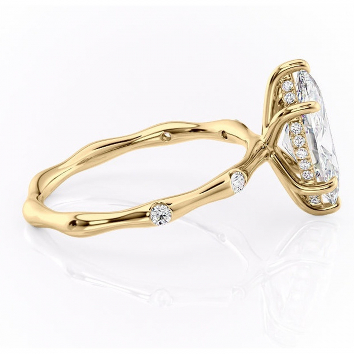 Inel de logodnă Bijou din aur Galben 14kt cu moissanite tăietură marquise – Pietre laterale rafinată pentru profil înalt | Personalizează și configurează gratuit online [2]