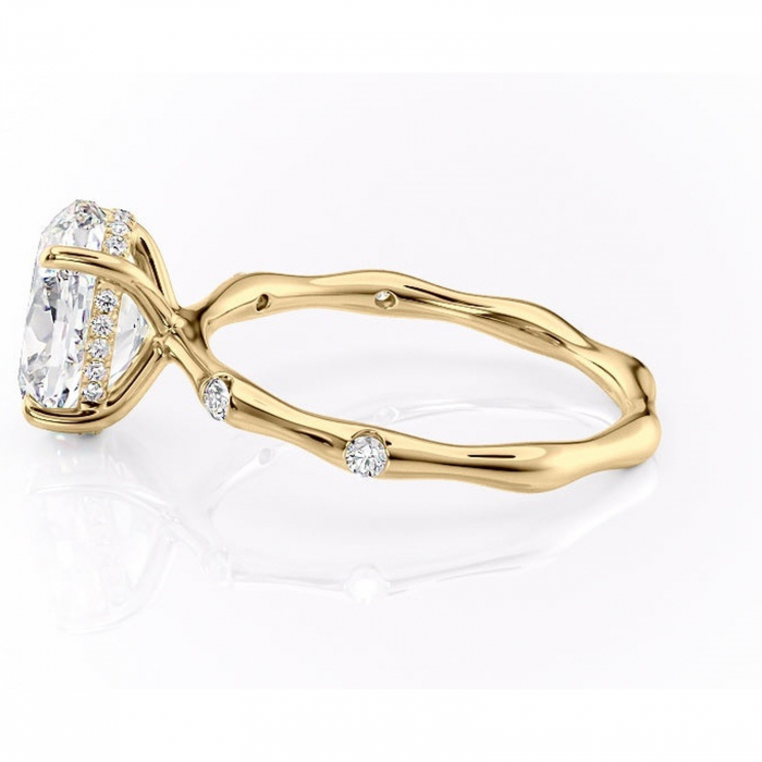Inel de logodnă Bijou din aur Galben 18kt cu moissanite tăietură ovală – Pietre laterale rafinată pentru profil înalt | Personalizează și configurează gratuit online [6]