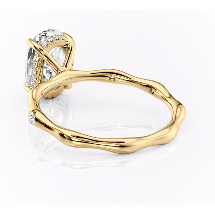 Inel de logodnă Bijou din aur Galben 18kt cu moissanite tăietură ovală – Pietre laterale rafinată pentru profil înalt | Personalizează și configurează gratuit online [4]