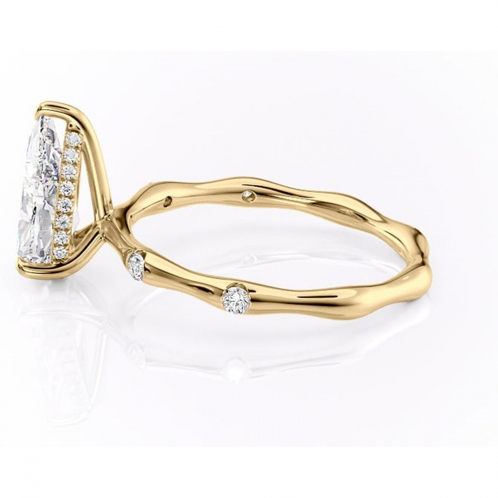 Inel de logodnă Bijou din aur Galben 18kt cu moissanite tăietură pară – Pietre laterale rafinată pentru profil înalt | Personalizează și configurează gratuit online [6]