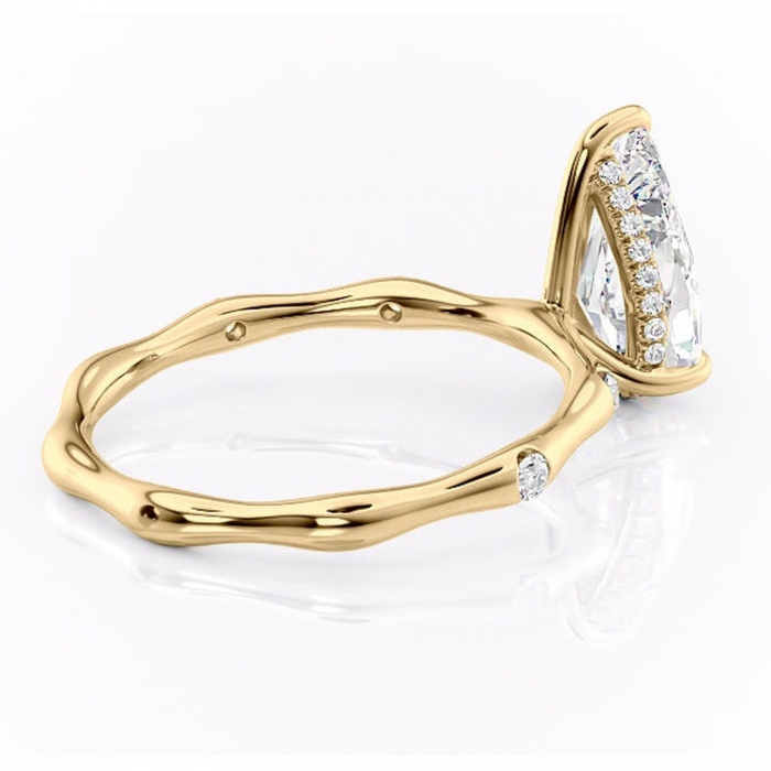 Inel de logodnă Bijou din aur Galben 18kt cu moissanite tăietură pară – Pietre laterale rafinată pentru profil înalt | Personalizează și configurează gratuit online [3]