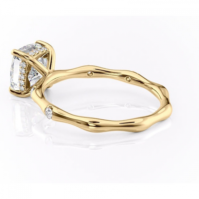 Inel de logodnă Bijou din aur Galben 14kt cu moissanite tăietură pernă – Pietre laterale rafinată pentru profil înalt | Personalizează și configurează gratuit online [5]