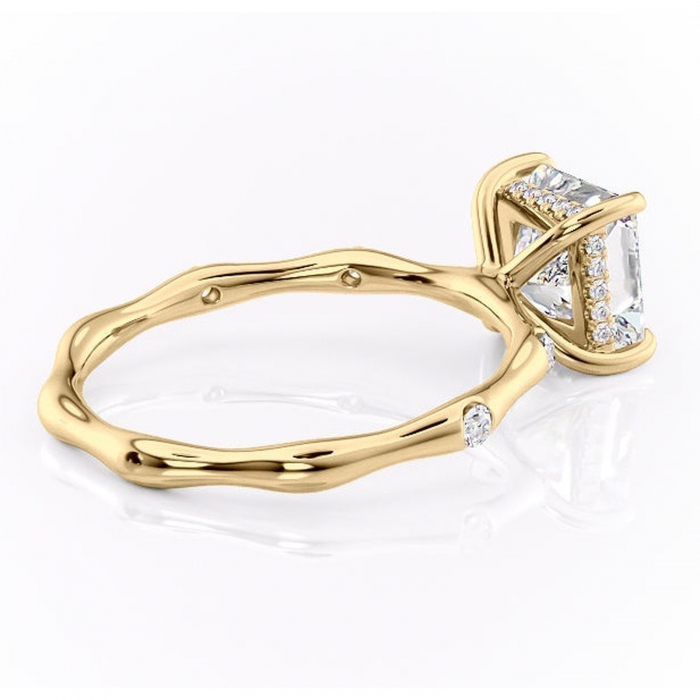 Inel de logodnă Bijou din aur Galben 14kt cu moissanite tăietură princess – Pietre laterale rafinată pentru profil înalt | Personalizează și configurează gratuit online [3]