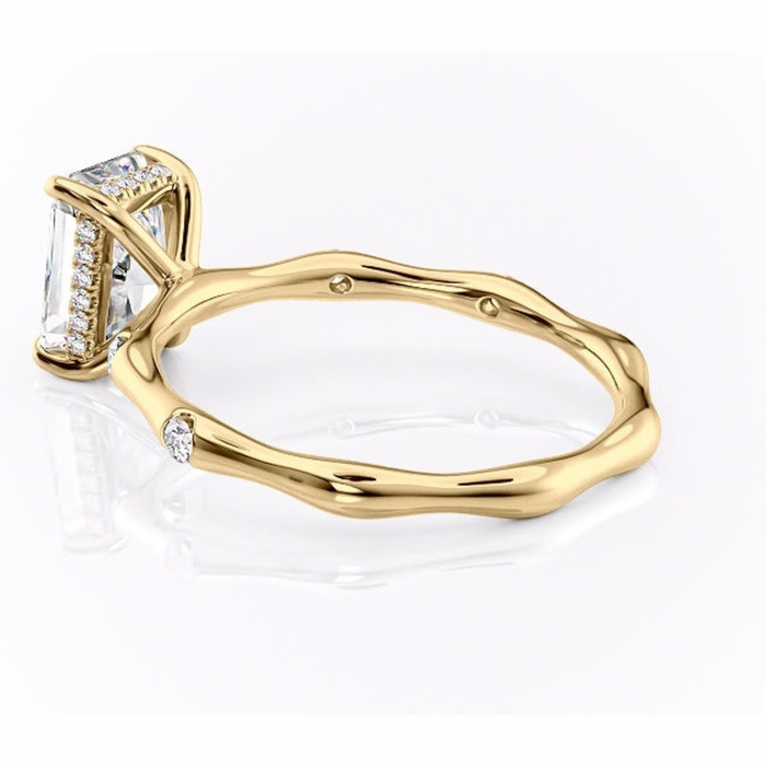 Inel de logodnă Bijou din aur Galben 18kt cu moissanite tăietură radiantă – Pietre laterale rafinată pentru profil înalt | Personalizează și configurează gratuit online [5]