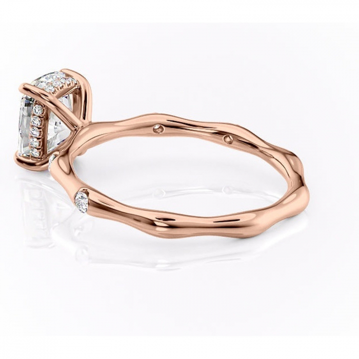 Inel de logodnă Bijou din aur Rose 14kt cu moissanite tăietură asscher – Pietre laterale rafinată pentru profil înalt | Personalizează și configurează gratuit online [5]