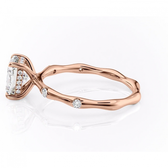 Inel de logodnă Bijou din aur Rose 14kt cu moissanite tăietură asscher – Pietre laterale rafinată pentru profil înalt | Personalizează și configurează gratuit online [6]