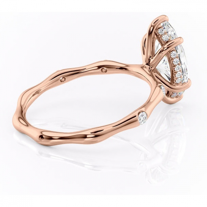 Inel de logodnă Bijou din aur Rose 14kt cu moissanite tăietură marquise – Pietre laterale rafinată pentru profil înalt | Personalizează și configurează gratuit online [3]