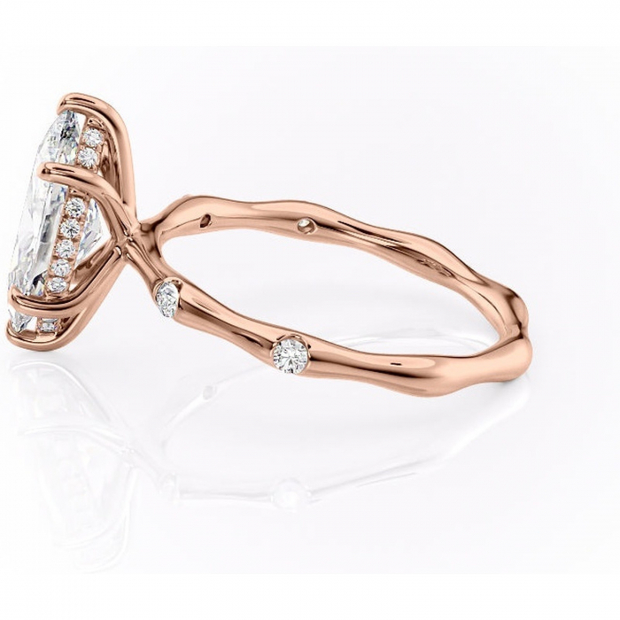 Inel de logodnă Bijou din aur Rose 14kt cu moissanite tăietură marquise – Pietre laterale rafinată pentru profil înalt | Personalizează și configurează gratuit online [6]