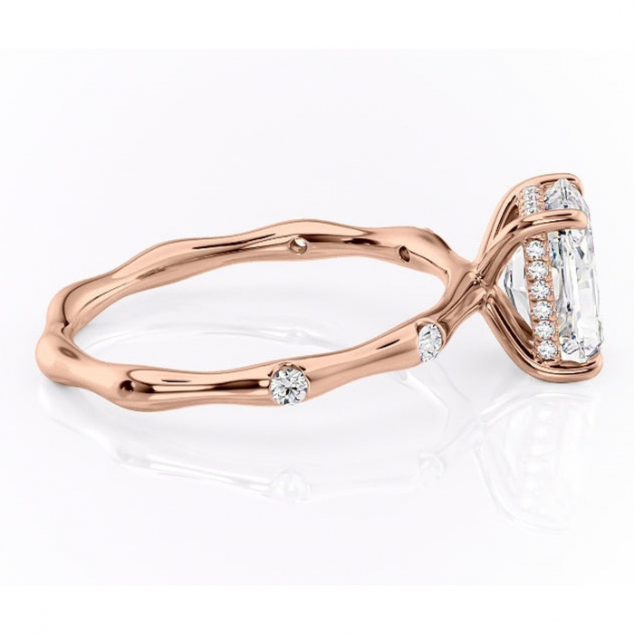 Inel de logodnă Bijou din aur Rose 14kt cu moissanite tăietură radiantă – Pietre laterale rafinată pentru profil înalt | Personalizează și configurează gratuit online [2]