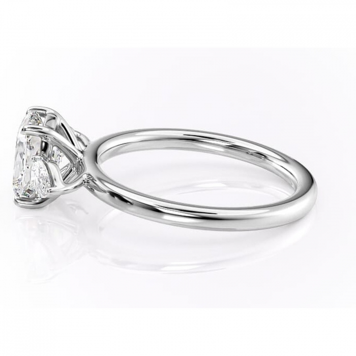 Inel de logodnă Blanche din aur Alb 14kt cu moissanite tăietură asscher – Montură cu trei pietre rafinată pentru profil înalt | Personalizează și configurează gratuit online [6]