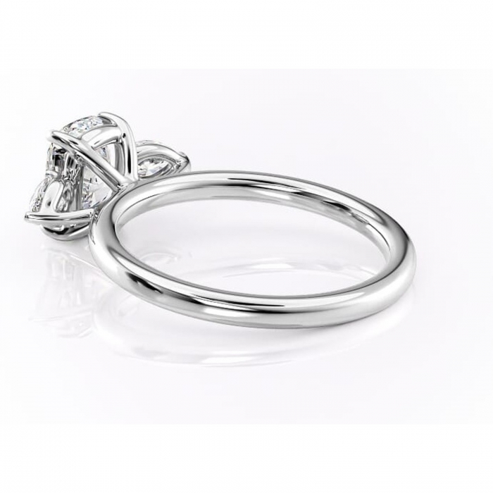 Inel de logodnă Blanche din aur Alb 14kt cu moissanite tăietură asscher – Montură cu trei pietre rafinată pentru profil înalt | Personalizează și configurează gratuit online [5]