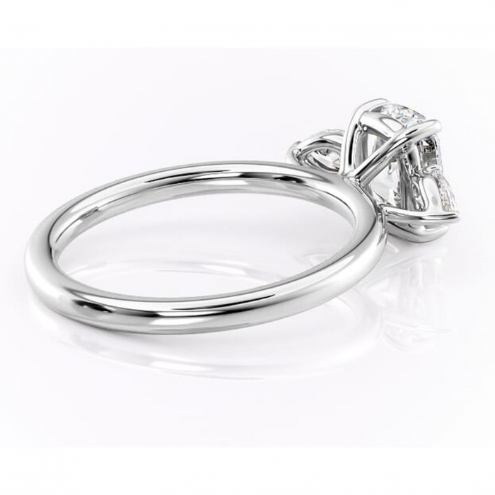 Inel de logodnă Blanche din aur Alb 14kt cu moissanite tăietură asscher – Montură cu trei pietre rafinată pentru profil înalt | Personalizează și configurează gratuit online [3]