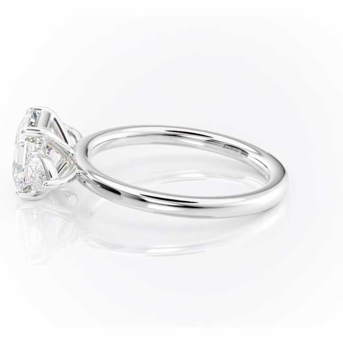 Inel de logodnă Blanche din aur Alb 14kt cu moissanite tăietură asscher – Montură cu trei pietre rafinată pentru profil înalt | Personalizează și configurează gratuit online [6]