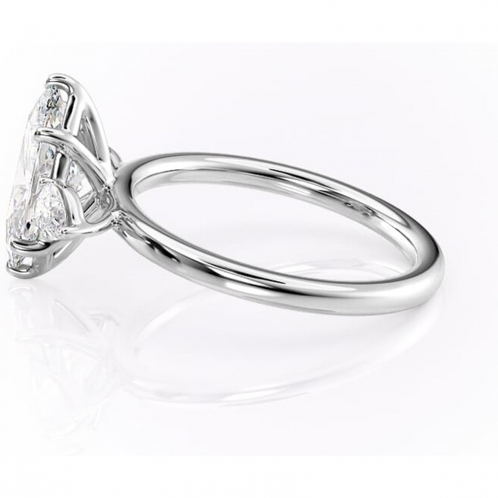 Inel de logodnă Blanche din aur Alb 14kt cu moissanite tăietură marquise – Montură cu trei pietre rafinată pentru profil înalt | Personalizează și configurează gratuit online [6]