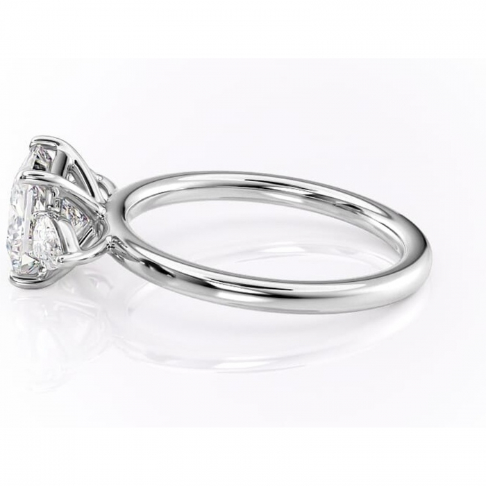 Inel de logodnă Blanche din aur Alb 14kt cu moissanite tăietură princess – Montură cu trei pietre rafinată pentru profil înalt | Personalizează și configurează gratuit online [6]