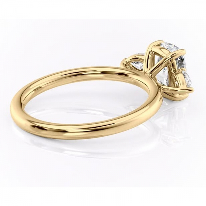 Inel de logodnă Blanche din aur Galben 14kt cu moissanite tăietură asscher – Montură cu trei pietre rafinată pentru profil înalt | Personalizează și configurează gratuit online [3]