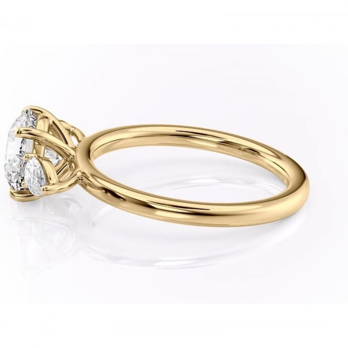 Inel de logodnă Blanche din aur Galben 14kt cu moissanite tăietură rotundă – Montură cu trei pietre rafinată pentru profil înalt | Personalizează și configurează gratuit online [6]