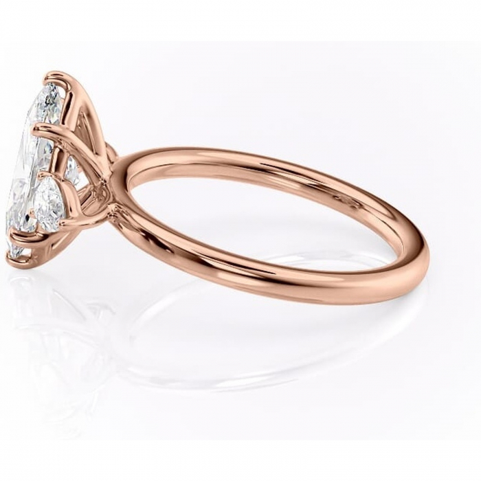 Inel de logodnă Blanche din aur Rose 18kt cu moissanite tăietură marquise – Montură cu trei pietre rafinată pentru profil înalt | Personalizează și configurează gratuit online [6]