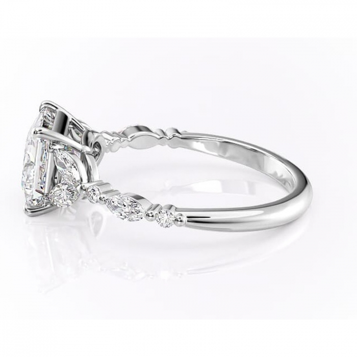 Inel de logodnă Bloom din aur Alb 18kt cu moissanite tăietură princess – Montură cu trei pietre rafinată pentru profil mediu | Personalizează și configurează gratuit online [6]