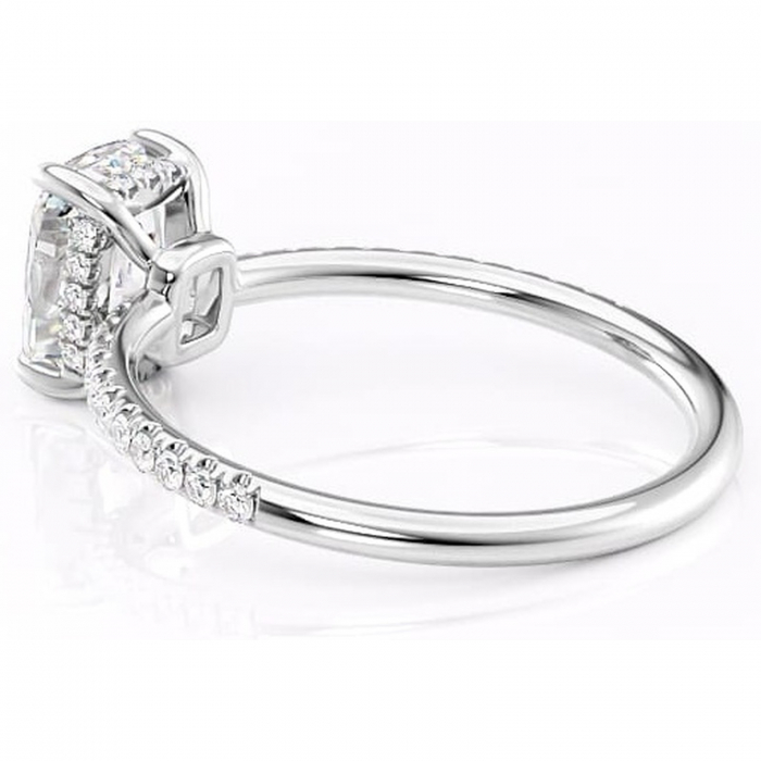 Inel de logodnă Brielle din aur Alb 14kt cu moissanite tăietură pernă – Montură Kamellie joasă rafinată pentru profil jos | Personalizează și configurează gratuit online [5]