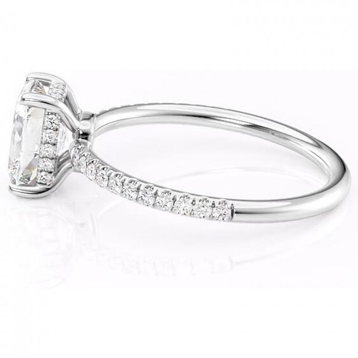 Inel de logodnă Brielle din aur Alb 14kt cu moissanite tăietură pernă – Montură Kamellie joasă rafinată pentru profil jos | Personalizează și configurează gratuit online [6]