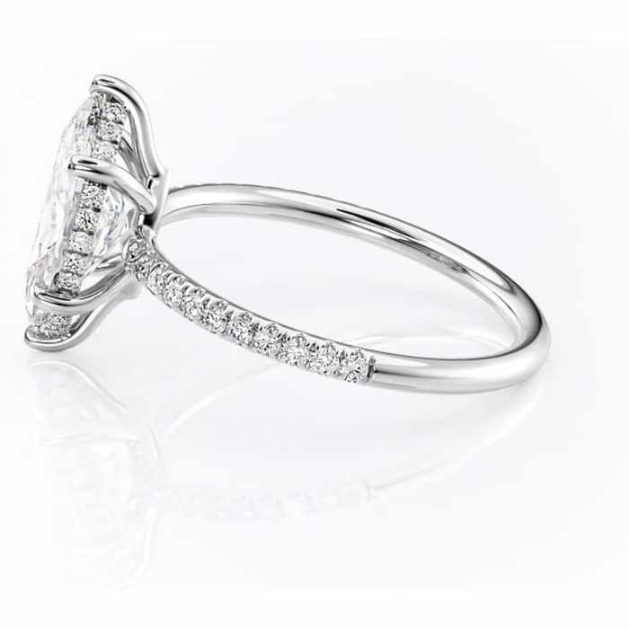 Inel de logodnă Brielle din aur Alb 14kt cu moissanite tăietură marquise – Montură Kamellie joasă rafinată pentru profil jos | Personalizează și configurează gratuit online [6]