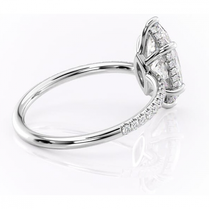 Inel de logodnă Brielle din aur Alb 14kt cu moissanite tăietură marquise – Montură Kamellie joasă rafinată pentru profil jos | Personalizează și configurează gratuit online [3]
