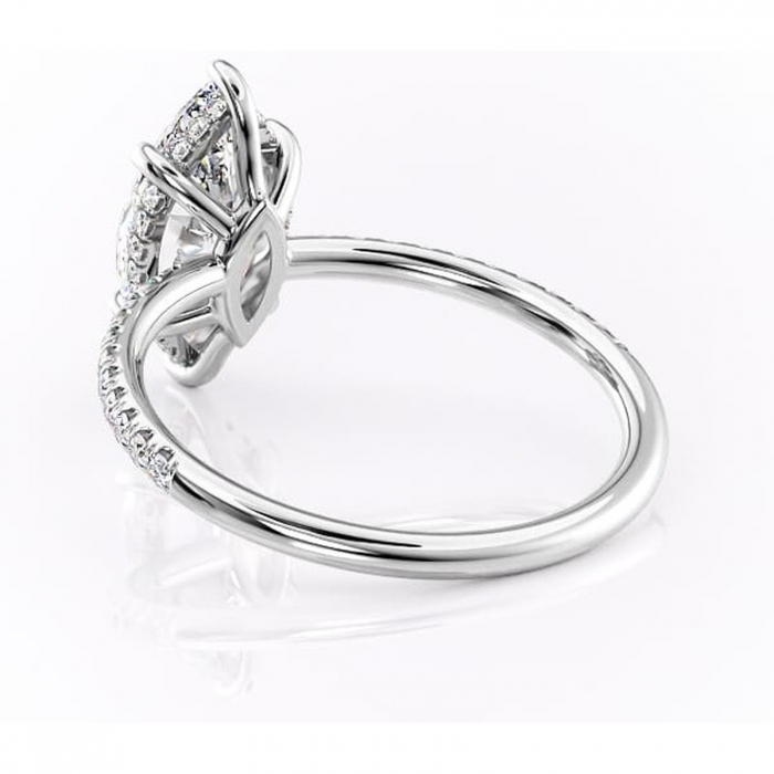 Inel de logodnă Brielle din aur Alb 14kt cu moissanite tăietură marquise – Montură Kamellie joasă rafinată pentru profil jos | Personalizează și configurează gratuit online [4]